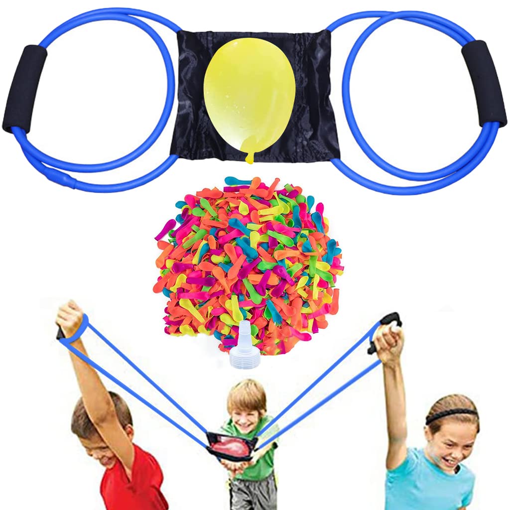 PATPAT Water Balloons for Kids Water Balloon Launcher with 500Pcs Color Water Balloons, 2 Water Injectors and Storage Bag. 3-Man Catapult Slingshot, Summer Party Game Yard Outdoor Toys for Kids, Blue PATPAT Water Balloons for Kids Water Balloon Launcher with 500Pcs Color Water Balloons, 2 Water Injectors and Storage Bag. 3-Man Catapult Slingshot, Summer Party Game Yard Outdoor Toys for Kids, Blue